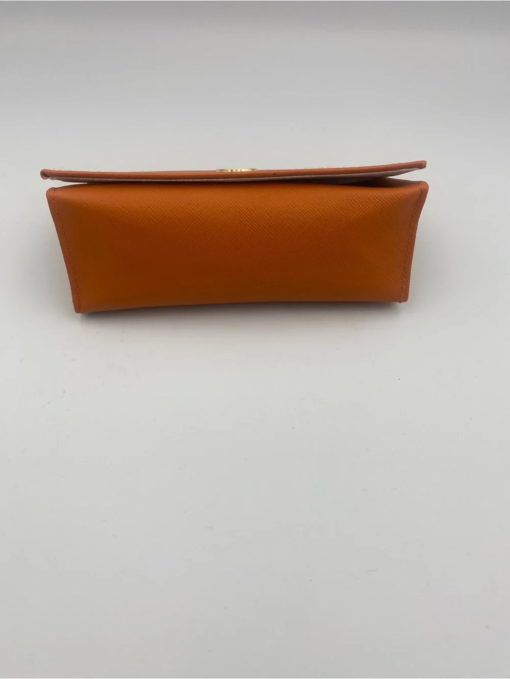 Tory Burch Orange Saffiano Continental new eyeglass case with Gold Logo